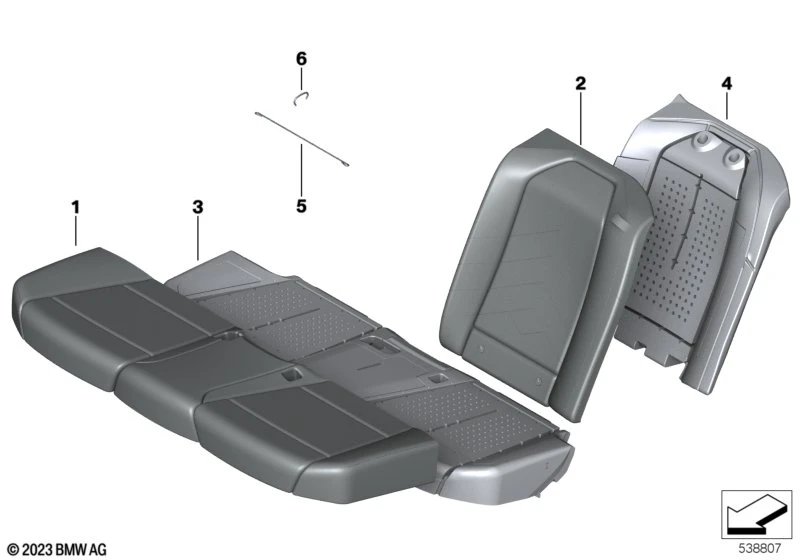 Buy BMW 5' G68 Saloon Seat, rear, cushion, & cover, basic seat parts ...