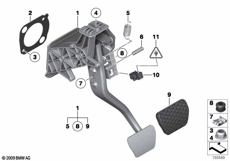 Pedal assembly, automatic transmission per BMW 5' F10 530i N53