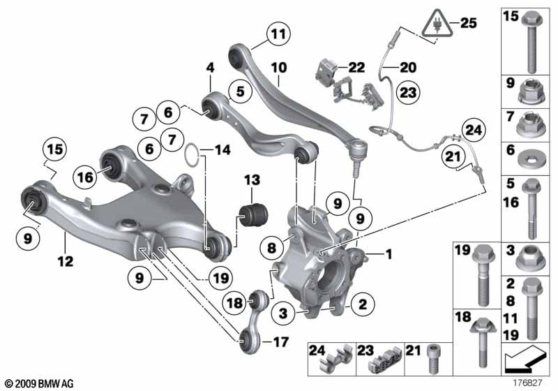 Rear axle support/wheel suspension के लिये BMW 5' F10 550i