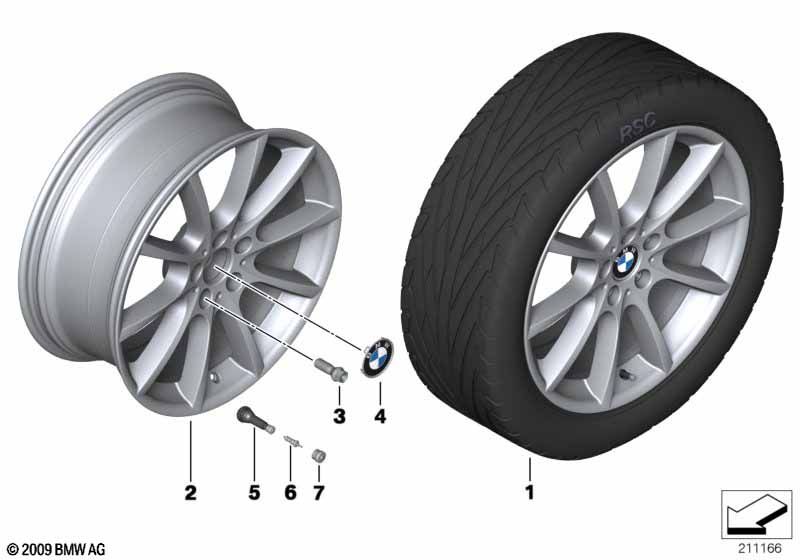 BMW LA wheel, V-spoke 281 - 19" için BMW 5' F10 550i