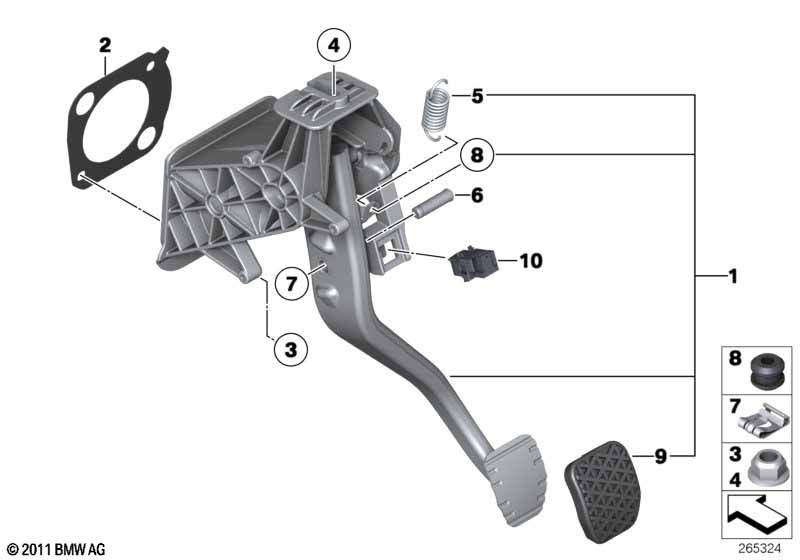 Pedals, twin-clutch gearbox számára BMW 5' F10 M5
