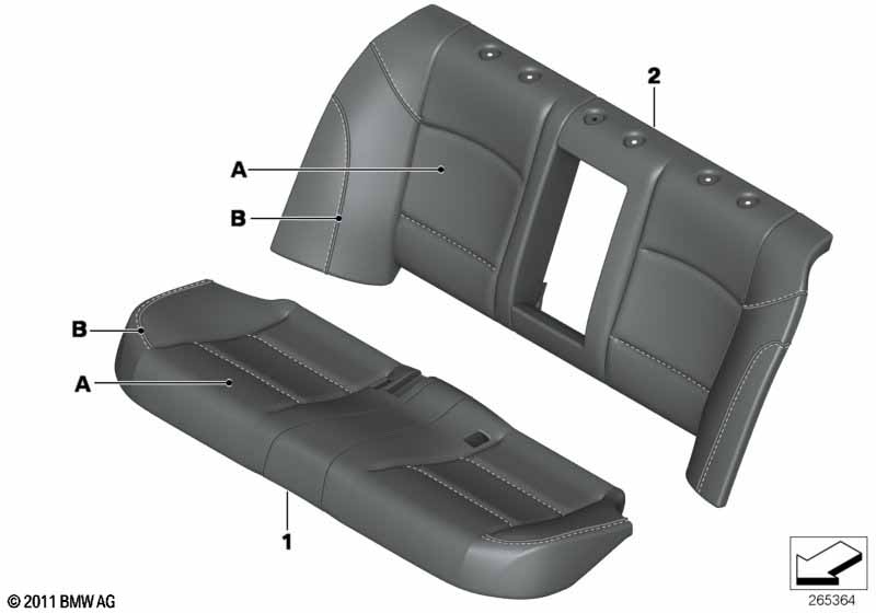 Individual cover, leather, seat, rear 为了 BMW 5' F10 520d ed