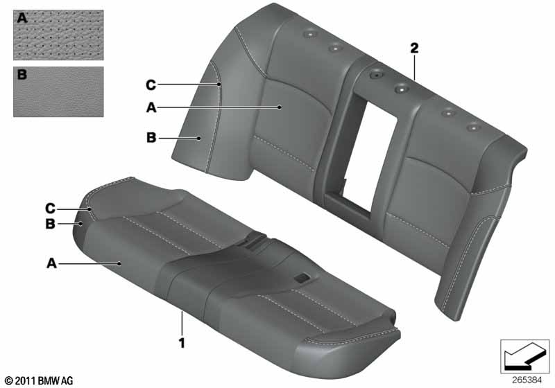 Individual cover Klima-Leather, rear のために BMW 5' F10 525d N57