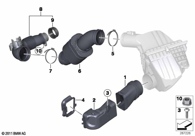 Air duct, intake silencer varten BMW 5' F10 528i N20
