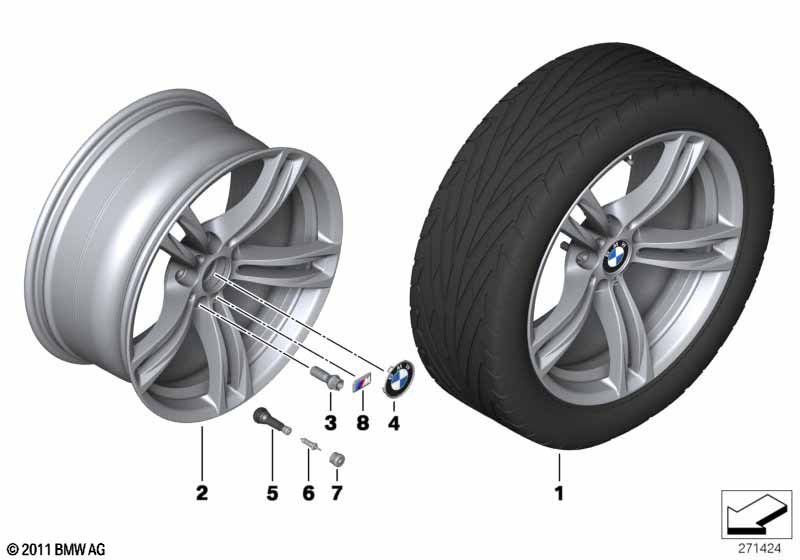 BMW LA wheel, M double spoke 408 per BMW 5' F10 M5