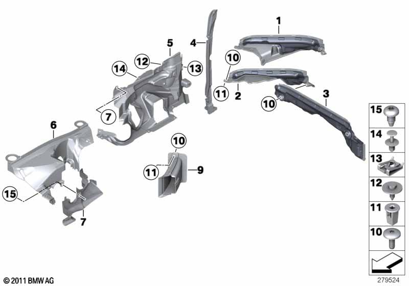 Mounting parts, engine compartment dėl BMW 5' F10 M5