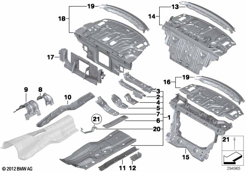 Partition trunk/Floor parts priekš BMW 5' F10 520d ed