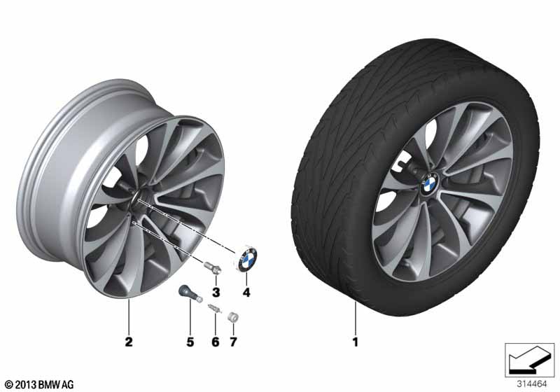BMW LA wheel, turbine styling 452 - 18'' jaoks BMW 5' F10 530d N57N