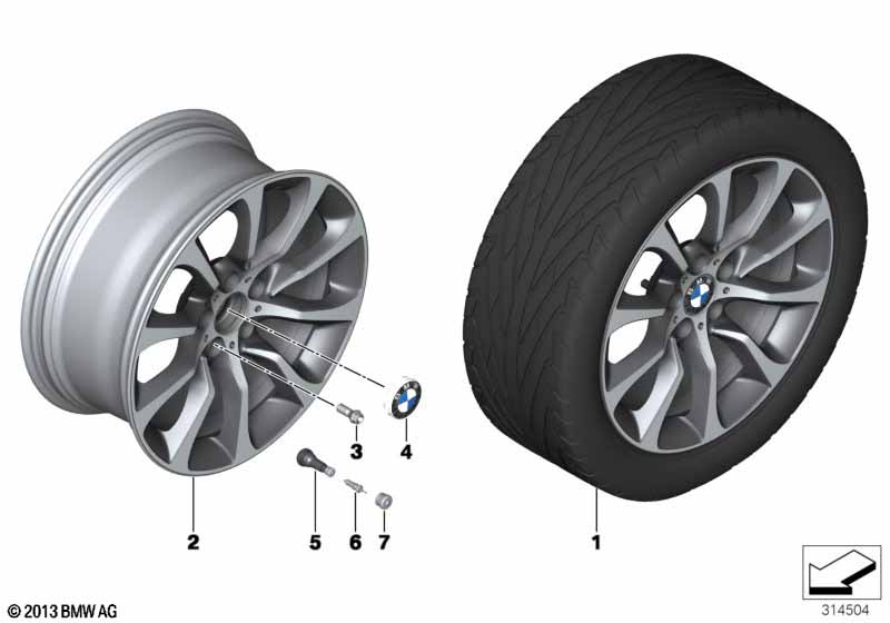 BMW LA wheel, turbine styling 453 - 19'' के लिये BMW 5' F10 550i