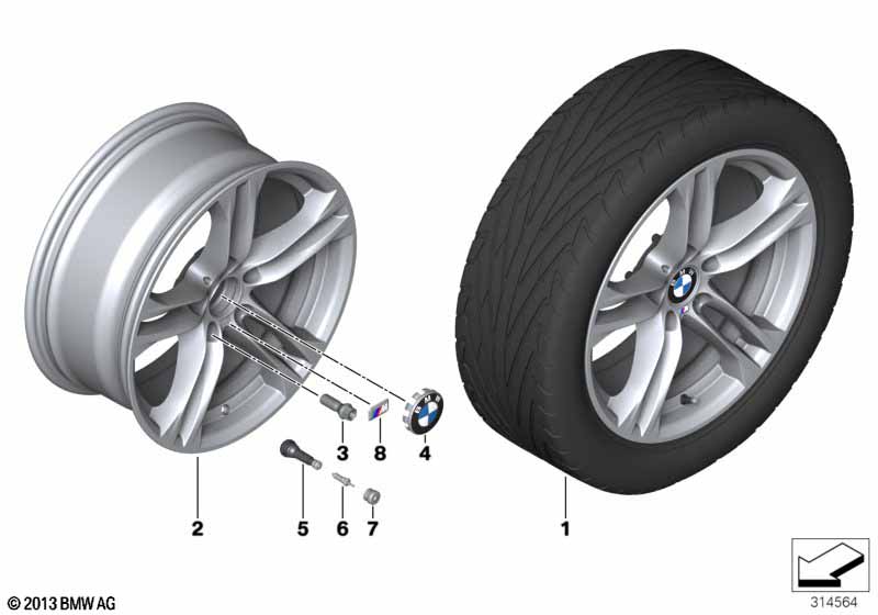 BMW LA wheel, M double spoke 613 - 18'' voor BMW 5' F10 535iX