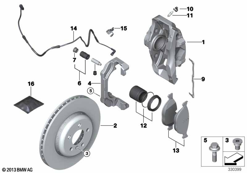 Front brake, brake pad power kit per BMW 5' F10 530d N57N