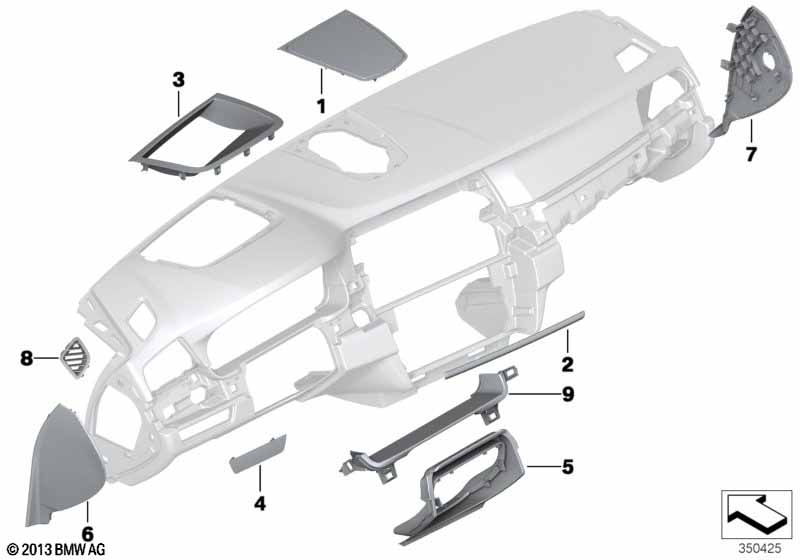 Mounting parts, instrument panel, top için BMW 5' F10 520d ed
