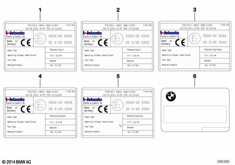 Labels independent heating voor BMW 5' F10 535iX