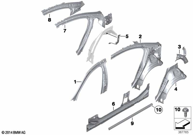 Body-side frame-parts pentru BMW 5' F10 530i N53