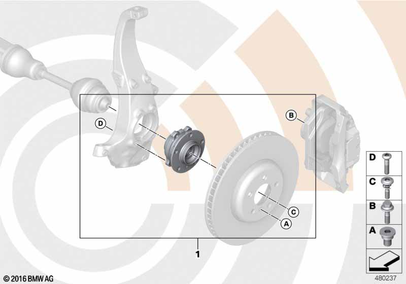 Repair kit, wheel bearing, front voor BMW 5' F10 535iX