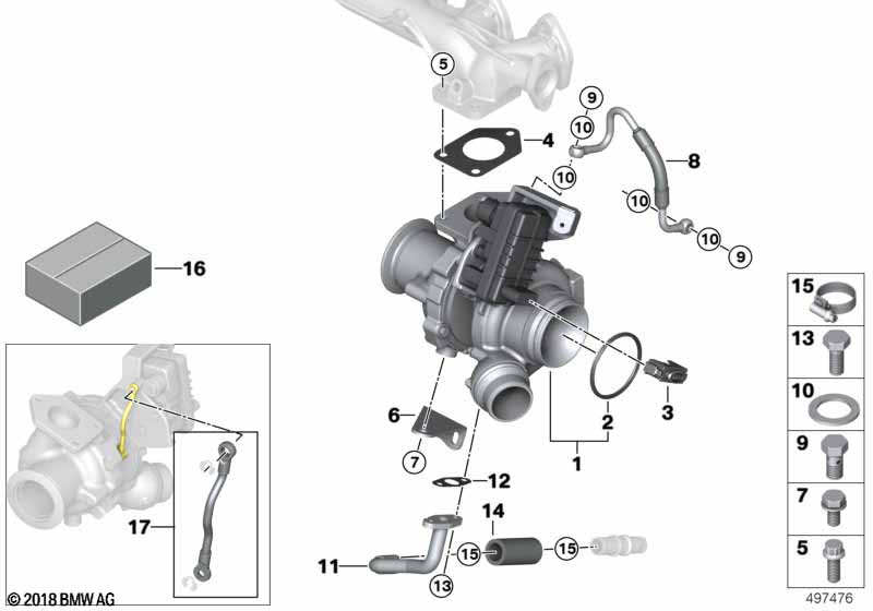 Turbo charger with lubrication per BMW 5' F10 520d ed