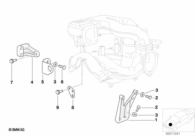 Mounting parts f intake manifold system BMW - 3 E46 (318i M43) [Left hand drive, Europe 1998 year April]