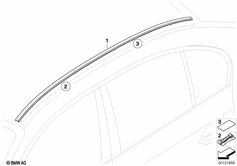 Listwa dachowa ozdobna/Reling dachowy BMW - 5 E60 (525Li) [L kierownicy, Neutral, Chiny 2006 rok Wrzesień]
