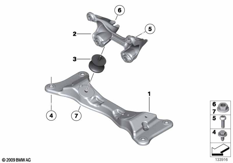 Gearbox suspension BMW - X1 E84 (X1 20d N47N) [Right hand drive, Neutral, India 2012 year July]