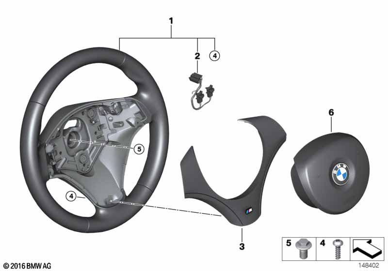 M Volante deportivo con airbag cuero BMW - 1 E87 LCI (116i 1.6 N45N) [El volante derecho, Neutral, Europa 2007  Marzo]