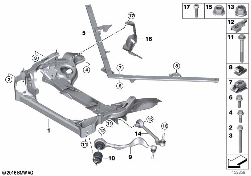 Frnt axle support,wishbone/tension strut BMW - 3 E92 LCI (320i N46N) [Europe]