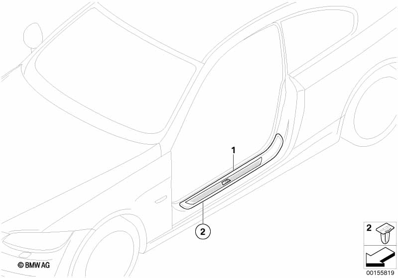 Montagem posterior do friso M na soleira BMW - 3 E92 (330xi N52N) [Europa]