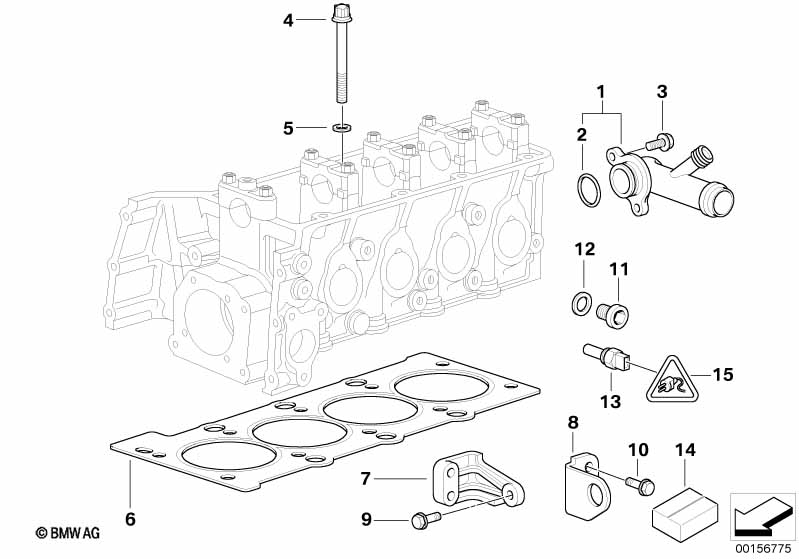 Cylinder head attached parts BMW - 3 E46 (318i M43) [Left hand drive, Europe 1998 year April]