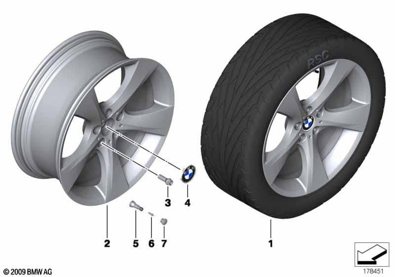 BMW LA wheel, star spoke 311 BMW - 6 F06 Gran Coupé (650iX 4.4) [Left hand drive, Automatic, Europe 2012 year July]