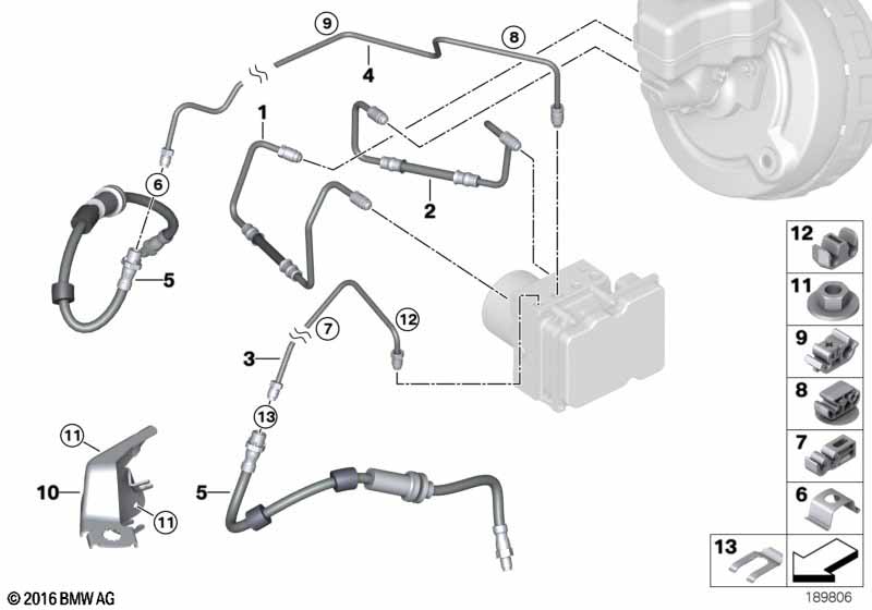 Трубопровод тормозного привода Пд BMW - 3 E91 (335xi) [Левый руль, Neutral, Европа 2007 год Март]