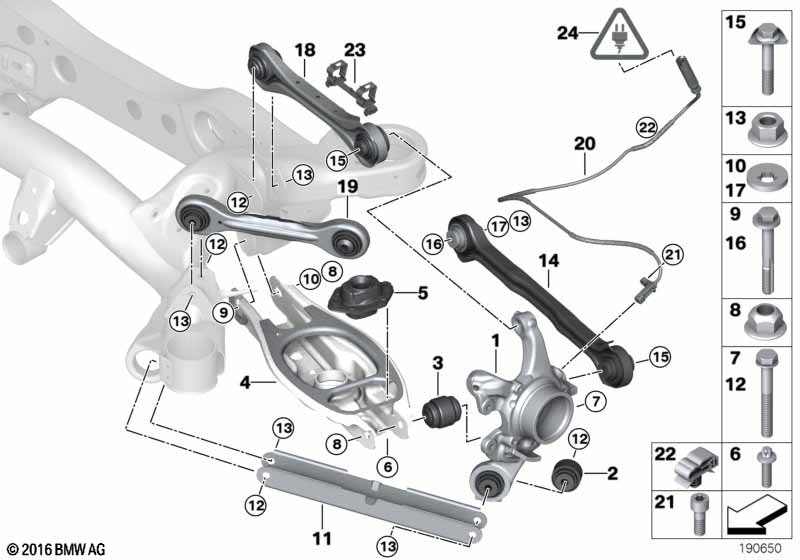Rear axle support/wheel suspension BMW - 3 E90 LCI (330i N53) [Right hand drive, Neutral, Europe 2008 year September]