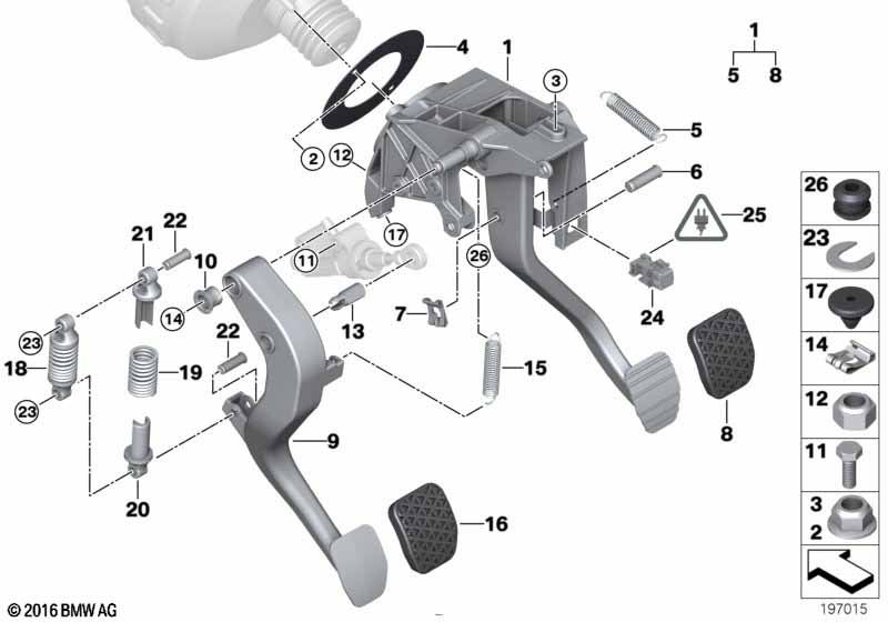 Mecanismo pedais c/mola recuper. pedal BMW - 3 E91 (335xi) [Europa]