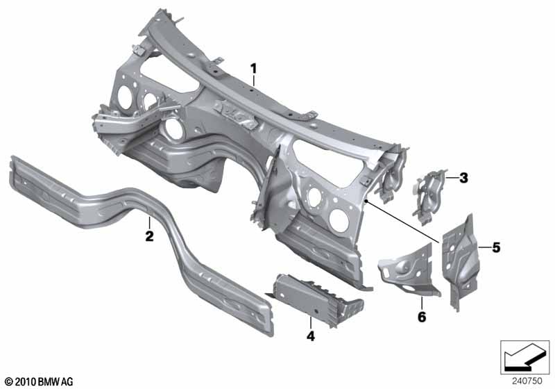Splash wall parts BMW - 4 F32 LCI (430dX) [Right hand drive, Neutral, Europe 2017 year March]