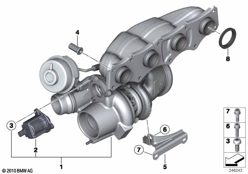 Turbocompresor de gases de escape BMW - X3 F25 (X3 20iX) [El volante derecho, Neutral, Tailandia 2011  Noviembre]