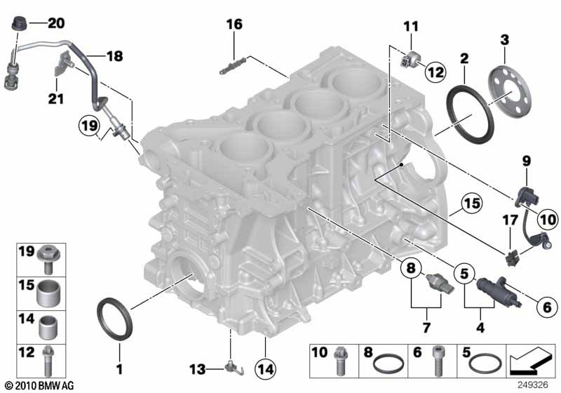 Блок цилиндров/дополнительные элементы BMW - 3 F30 LCI (320i N20) [Левый руль, Neutral, Европа 2015 год Июль]