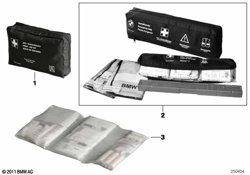 First aid kit, Universal BMW - 3 E91 (320i N43) [Left hand drive, Neutral, Europe 2007 year September]