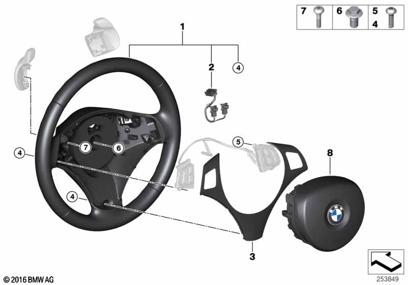 Sportlenkrad Airbag Multif./ Paddles BMW - 1 E82 (120i N46N) [Linkslenker, Neutral, Europa 2009 jahr September]