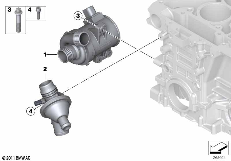 Kühlsystem-Wasserpumpe/Thermostat BMW - 3 F30 LCI (328iX) [Linkslenker, Neutral, USA 2015 jahr Juli]