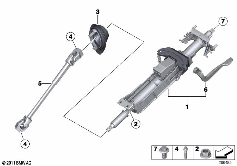 Steering column man.adjust./Mount. parts BMW - 4 F36 Gran Coupé (435i) [Left hand drive, Neutral, USA 2014 year March]