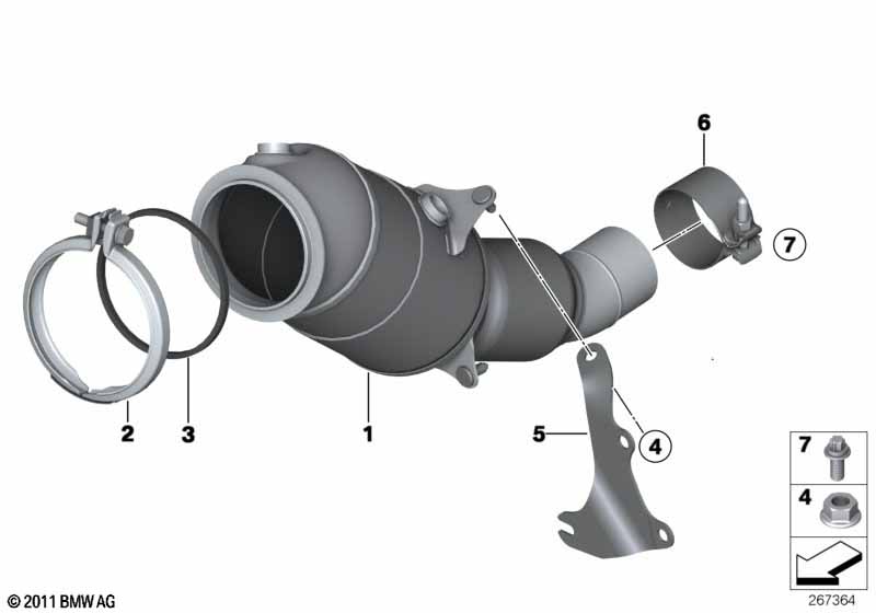 Engine-compartment catalytic converter BMW - 3 F30 (320i) [Right hand drive, Neutral, India 2012 year May]