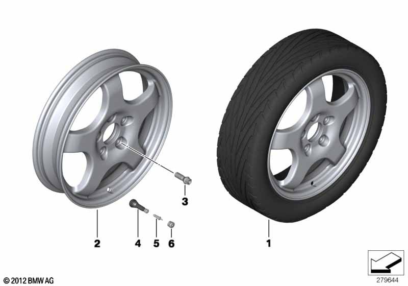 Set emergency wheel with tyre BMW - X1 E84 (X1 20d N47N) [Right hand drive, Neutral, Europe 2012 year July]