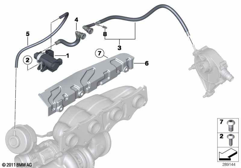 Vacuum control-exhaust turbocharger BMW - 5 F11 (528i N20) [Left hand drive, Neutral, Europe 2011 year September]