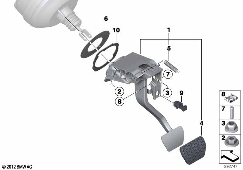 Pedal assembly, automatic transmission BMW - 4 F32 (435dX) [Left hand drive, Neutral, Europe 2013 year November]