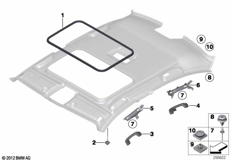 Mounting parts, roofliner BMW - 3 F30 LCI (328d) [Left hand drive, Neutral, USA 2015 year July]