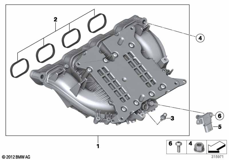 Intake manifold system BMW - X3 F25 (X3 20iX) [Right hand drive, Neutral, Thailand 2011 year November]