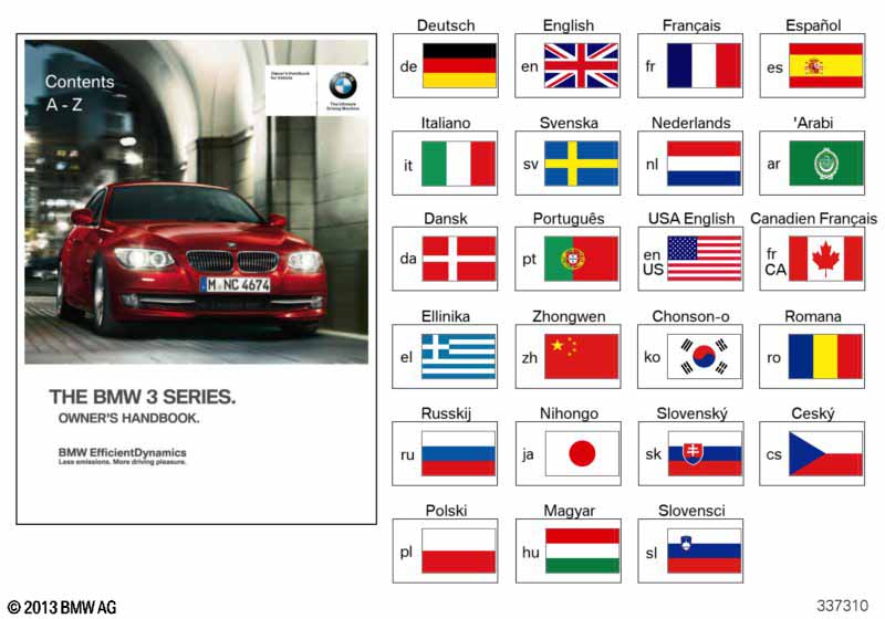 Owners Handbook E92, E93 with iDrive BMW - 3 E92 LCI (330i N52N) [Left hand drive, Neutral, Europe 2010 year March]