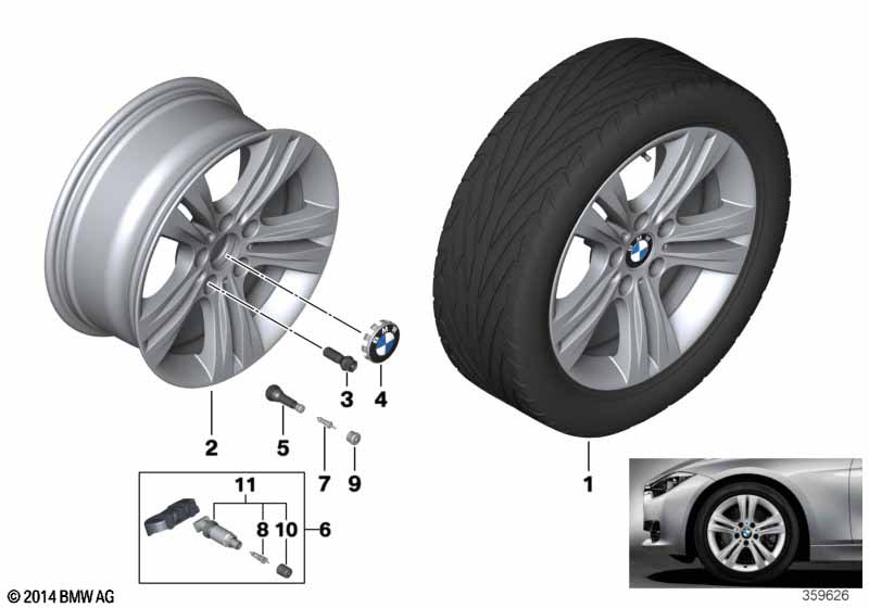 BMW LA wheel, double spoke 392 - 17 BMW - 4 F32 (428iX) [Left hand drive, Neutral, Europe 2013 year July]