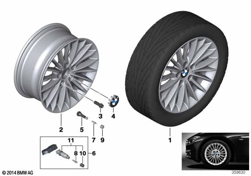 BMW LA wheel, multi spoke 414 - 17 BMW - 4 F32 (428iX) [Left hand drive, Neutral, Europe 2013 year July]