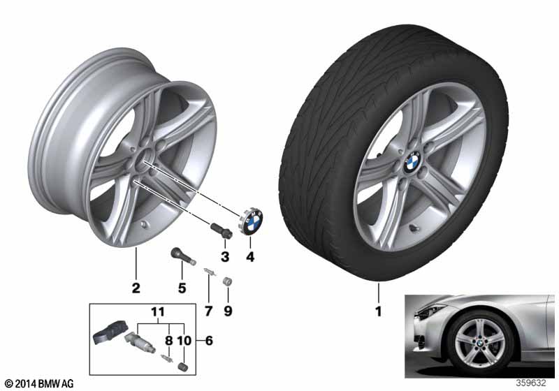 BMW LA wheel, star spoke 393 - 17 BMW - 4 F32 (435dX) [Right hand drive, Neutral, Europe 2013 year November]