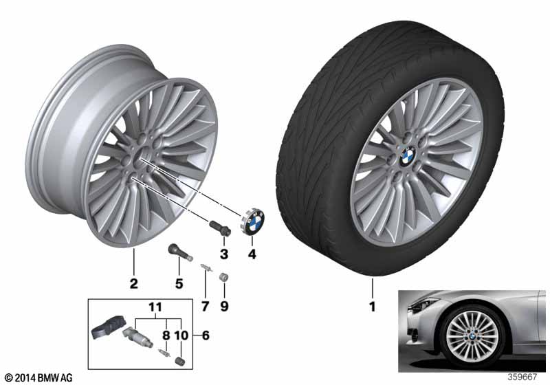 BMW LA wheel, multi spoke 416 - 18 BMW - 4 F33 (428i N26) [Left hand drive, Neutral, Europe 2013 year November]