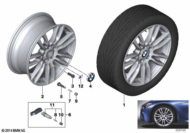 BMW LA wheel, M star spoke 403 - 19 BMW - 4 F36 Gran Coupé (420i B48) [Left hand drive, Neutral, Europe 2016 year March]